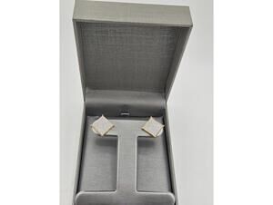 15.2mm Square Gold Vermeil Moissanite Stud Earrings, Screwbacks